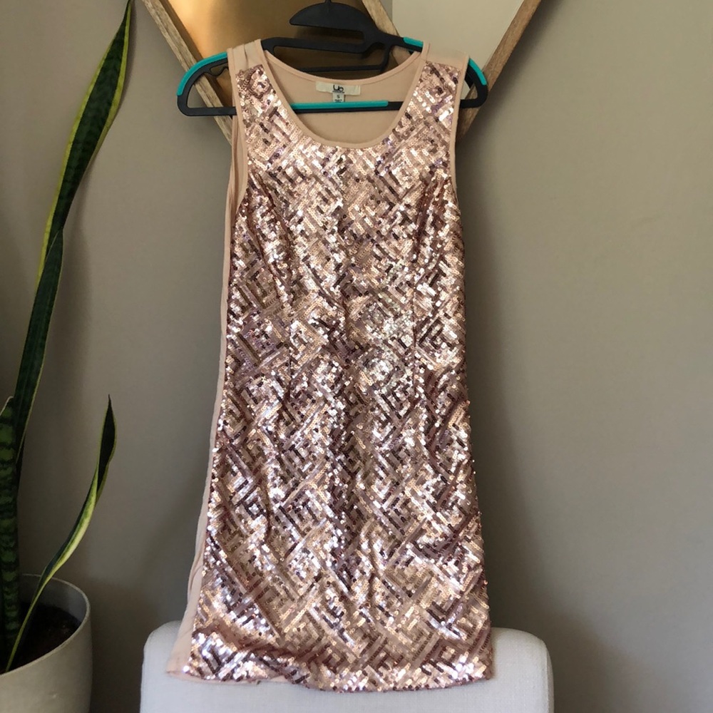 Rose gold sequin dress
